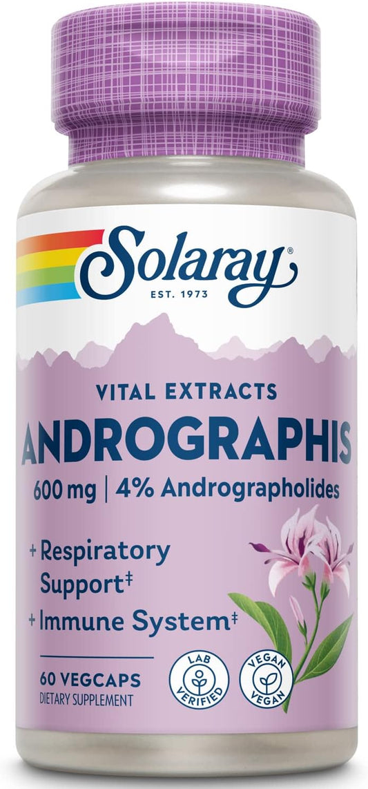 Solaray Andrographis Aerial Extract 600 mg VegCaps - Immune & Respiratory Support - 30 Servings