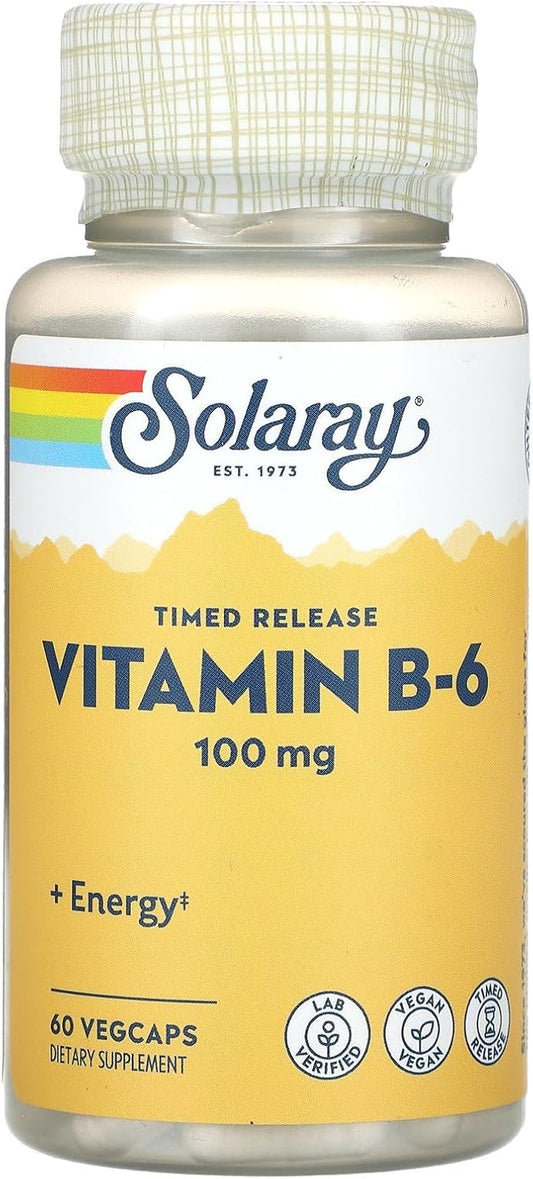 Solaray B6 100mg Two-Stage Timed Release - 60 Capsules
