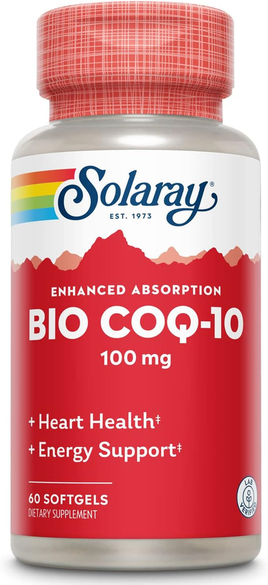 Solaray Bio CoQ-10 100 mg Capsules with Enhanced Absorption for Heart & Cellular Energy Support - 60 Count