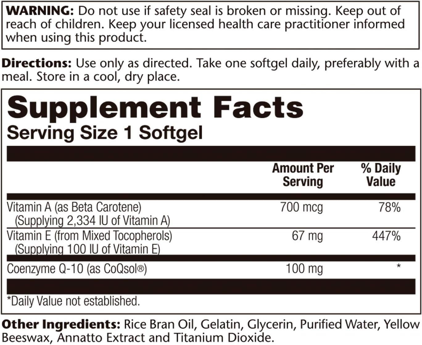 Solaray Bio CoQ-10 100 mg Capsules with Enhanced Absorption for Heart & Cellular Energy Support - 60 Count
