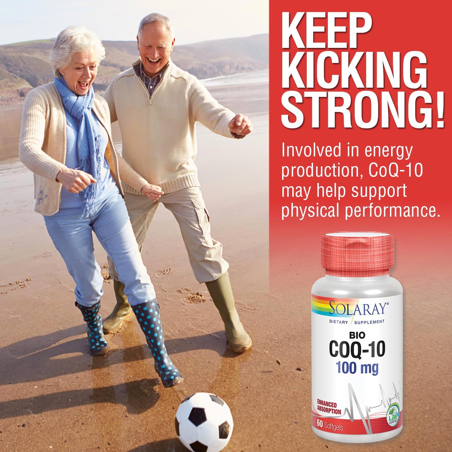 Solaray Bio CoQ-10 100 mg Capsules with Enhanced Absorption for Heart & Cellular Energy Support - 60 Count