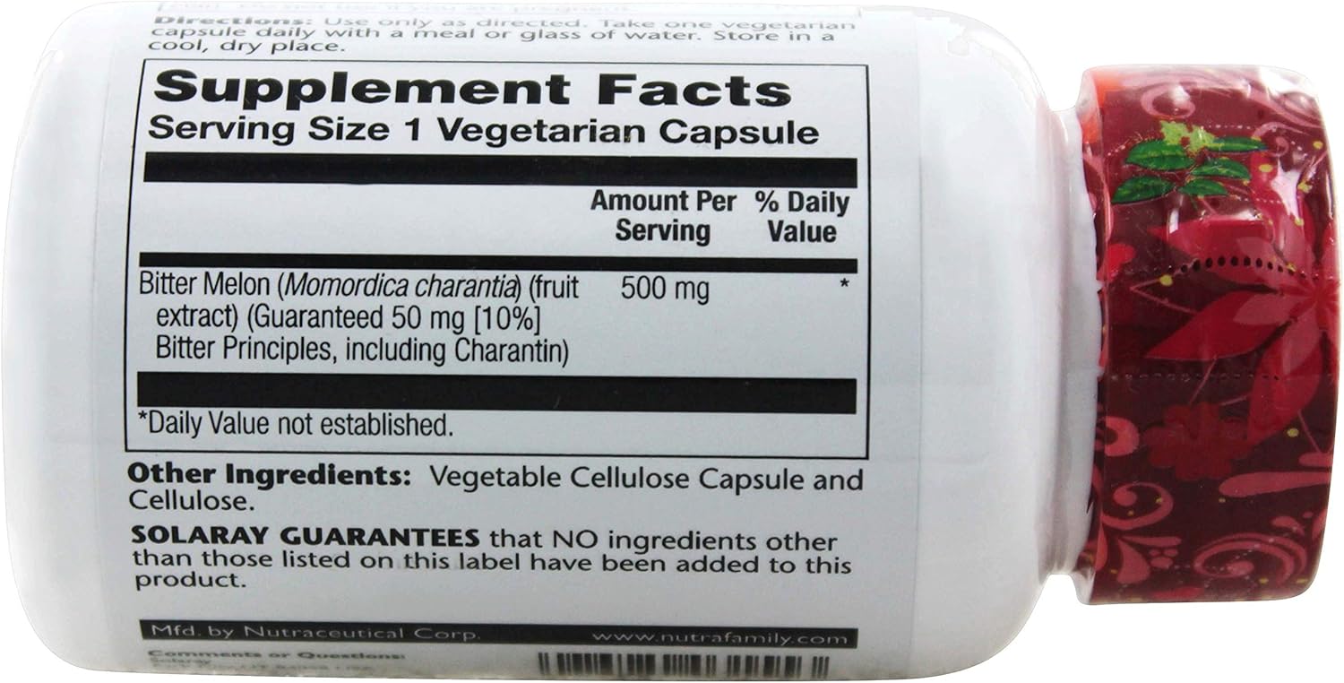 Solaray Bitter Melon Extract 500 mg - High Potency Formula - 30 Capsules