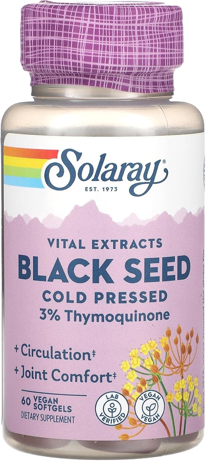 Solaray Black Seed 3% Thymoquinone Vegan Softgel - 60 Count