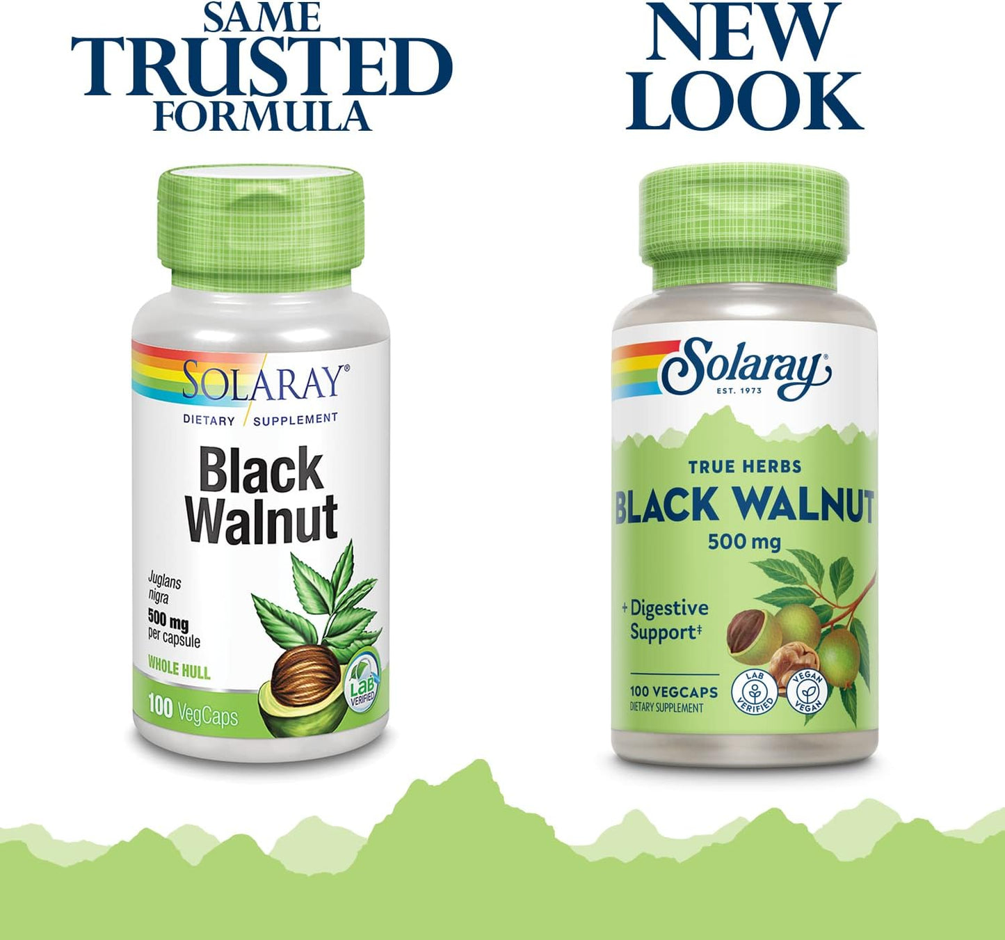 Solaray Black Walnut Whole Hull 500 mg - Digestive & Intestinal Wellness Support - Non-GMO, Vegan - 100 VegCaps