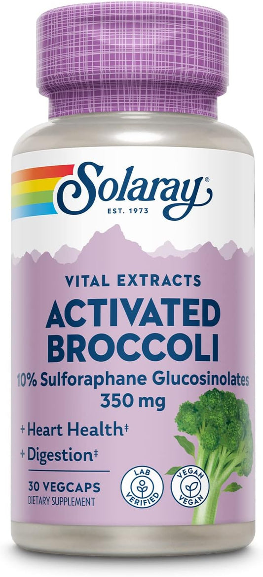 Solaray Broccoli Seed Extract 350mg - 10% Sulforaphane Glucosinolates - Antioxidant, Heart, Digestive Support - Vegan - Lab Verified - 30 VegCaps