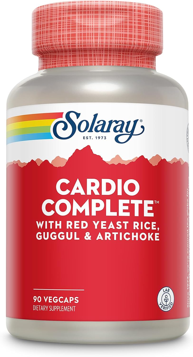 Solaray Cardio Complete with Red Yeast Rice, Guggul & Artichoke Extracts, B Vitamins - 90 VegCaps, 45 Servings - Lab Verified, 60-Day Guarantee