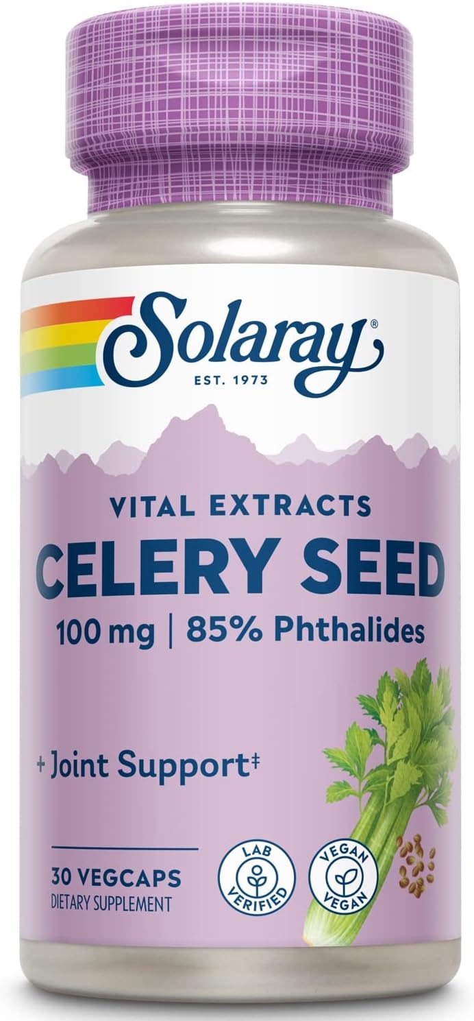Solaray Celery Seed Extract 100mg Capsules | 85% Phthalides | Joint Health Support | Non-GMO, Vegan | 30 VegCaps