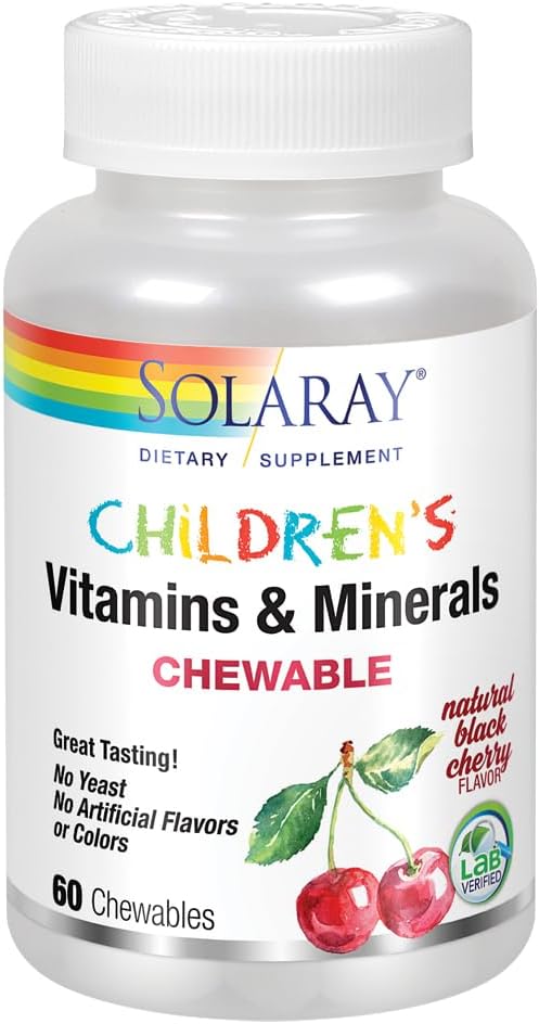 SOLARAY Children's Complete Multivitamin with Great Black Cherry Flavor - 60 Chews, 30 Servings