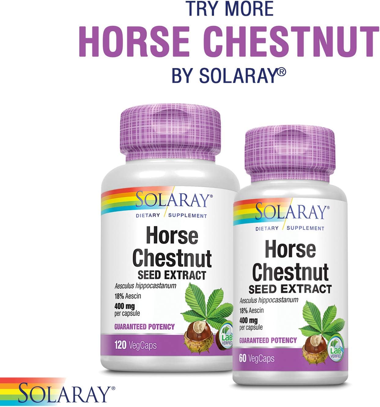 SOLARAY CircuLegs: Vein Support for Healthy Legs with Horse Chestnut Extract, Gotu Kola, Butcher's Broom, 60-Day Guarantee - 60 VegCaps