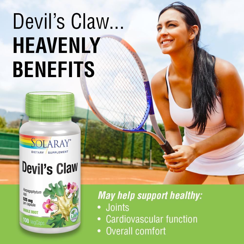 Solaray Devils Claw Root Capsules 525mg | Non-GMO, Vegan & Lab Tested | 100 Count