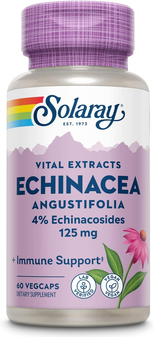 Solaray Echinacea Angustifolia Root Extract 125 mg Capsules - Immune & Respiratory Support - 60 VegCapsules