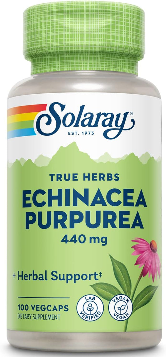 Solaray Echinacea Purpurea Root 440 mg Capsules for Immune & Respiratory Health - 100 Vegetarian Capsules