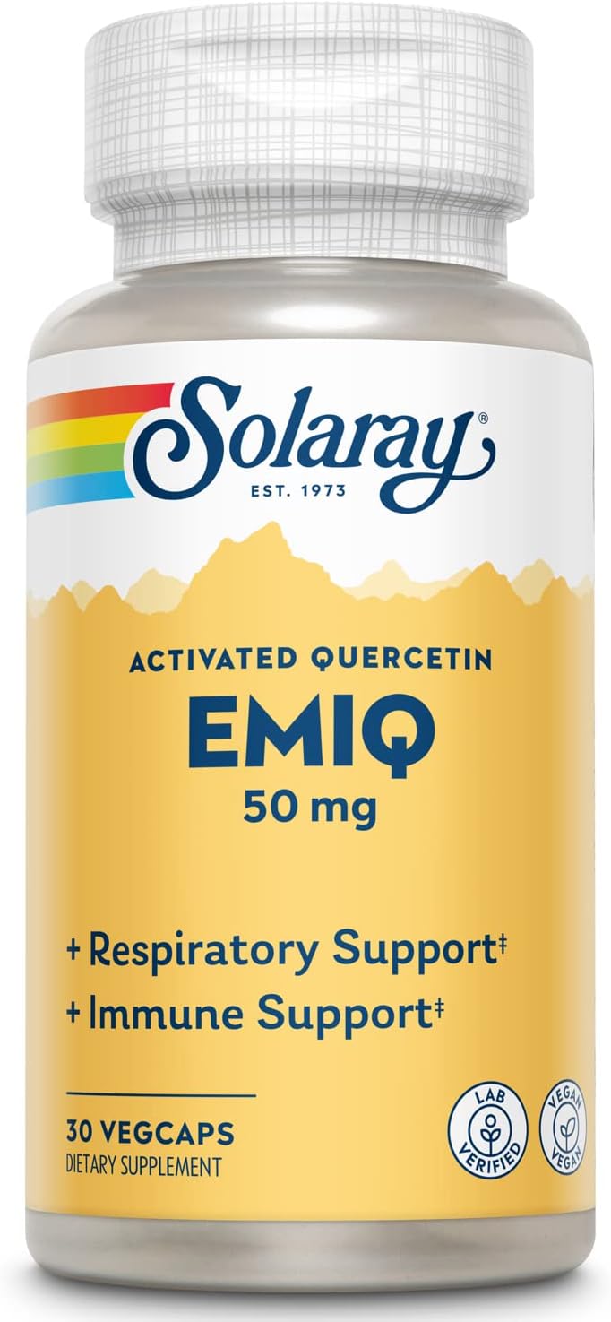 Solaray EMIQ Quercetin for Sinus, Respiratory & Immune Health, 30 VegCaps, Enhanced Absorption