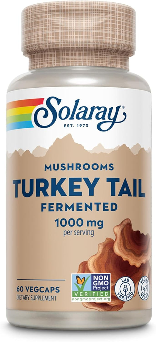 Solaray Fermented Turkey Tail Mushroom Capsules - 500mg, 60 Count | Immune Support Supplement