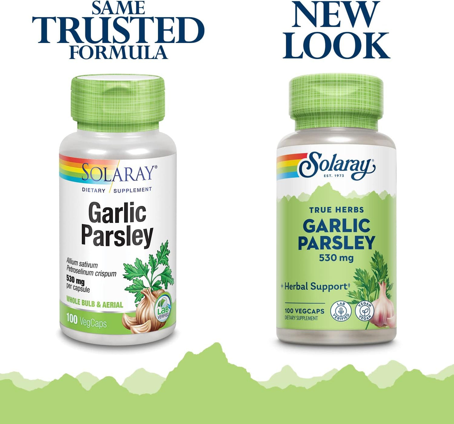 Solaray Garlic Bulb & Parsley Leaf Capsules - 530mg | Cardiovascular & Immune Support | Non-GMO, Vegan | 100 VegCaps