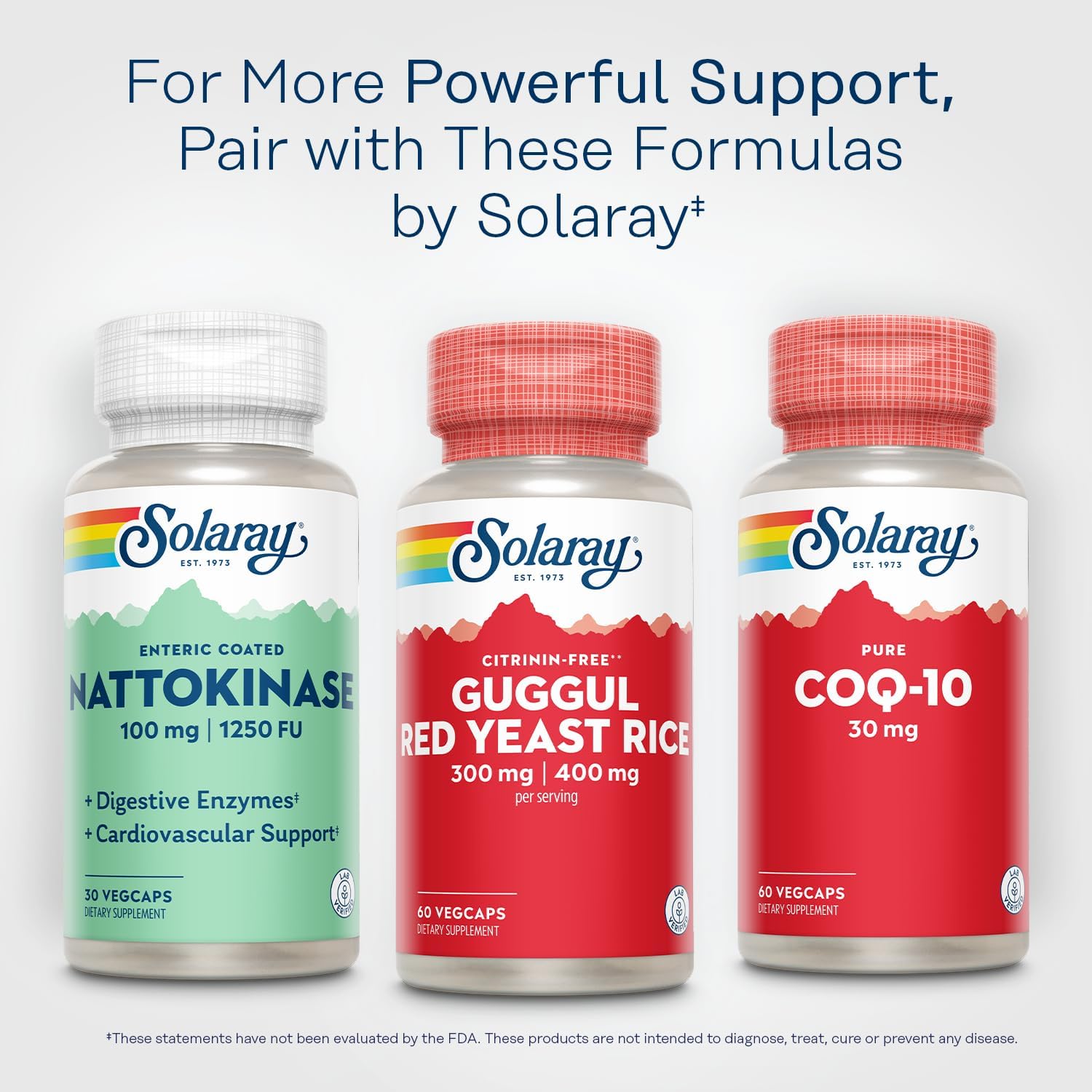 SOLARAY Guggul Gum Extract & Red Yeast Rice Capsules for Cardiovascular Support | Ancient Chinese & Ayurvedic Combo | 60 Count