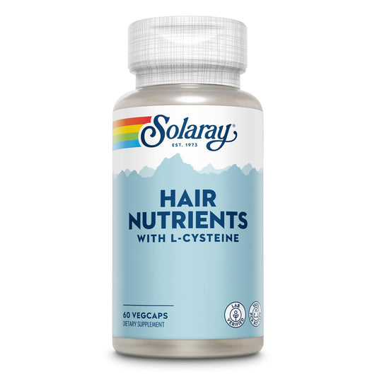 Solaray Hair Nutrients with L-Cysteine and Biotin - Hair Growth Support for Women and Men - Lab Verified Hair, Skin, and Nails Vitamins - 60-Day Guarantee - 60 VegCaps
