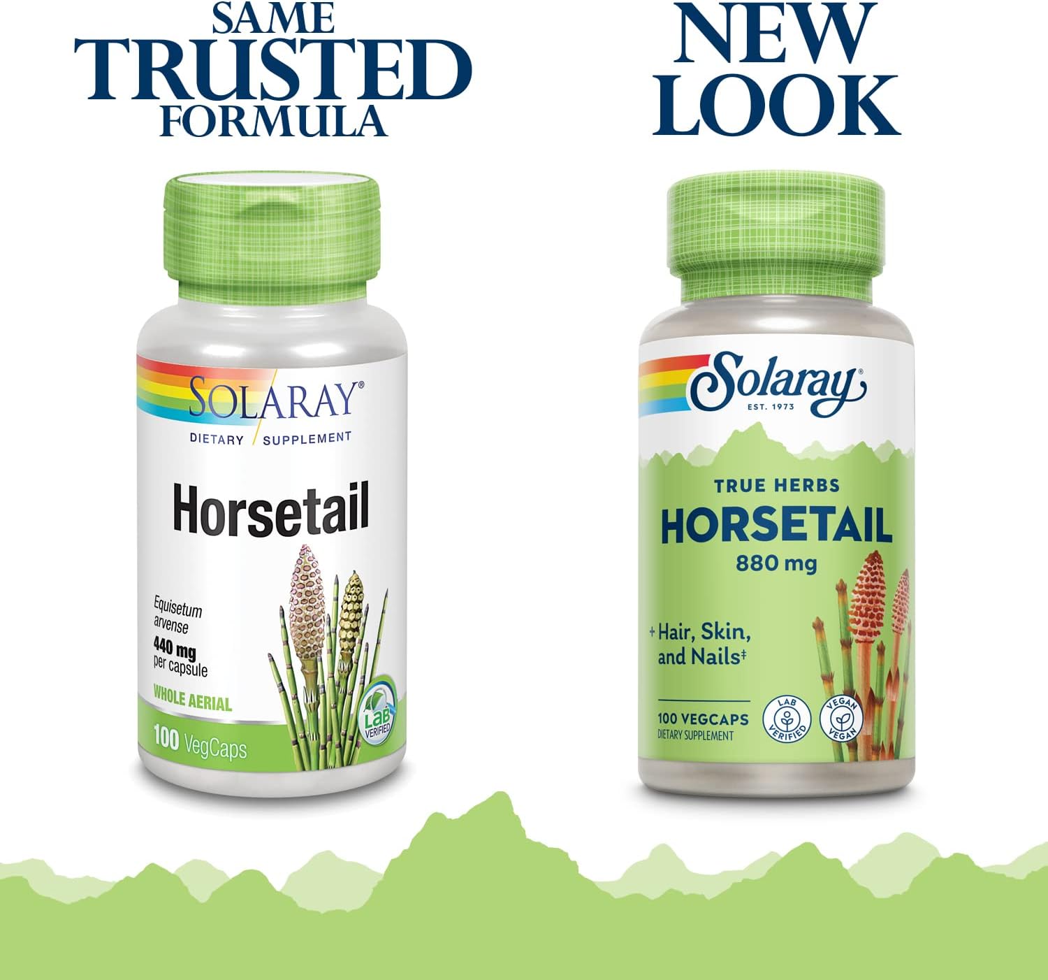 Solaray Horsetail Shavegrass Capsules - 440mg, 100 Count - Herbal Supplement for Hair, Skin, and Nails