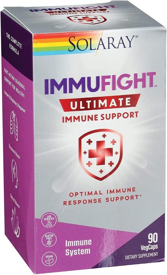 Solaray Immufight Ultimate Immune Support Capsules - Vitamin C, D, Zinc, Herbal Blend - 90 VegCaps, 10 Servings