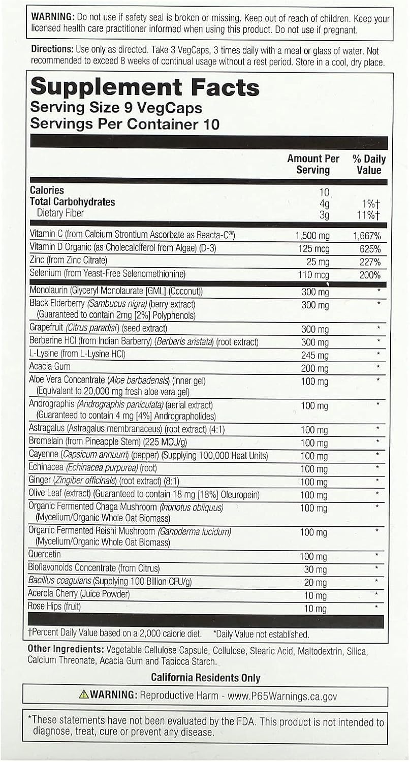 Solaray Immufight Ultimate Immune Support Capsules - Vitamin C, D, Zinc, Herbal Blend - 90 VegCaps, 10 Servings
