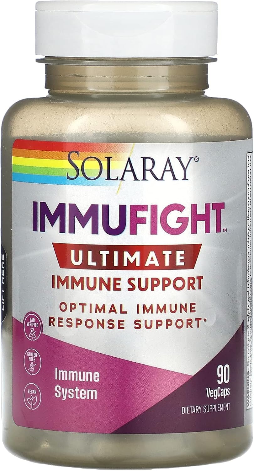 Solaray Immufight Ultimate Immune Support Capsules - Vitamin C, D, Zinc, Herbal Blend - 90 VegCaps, 10 Servings