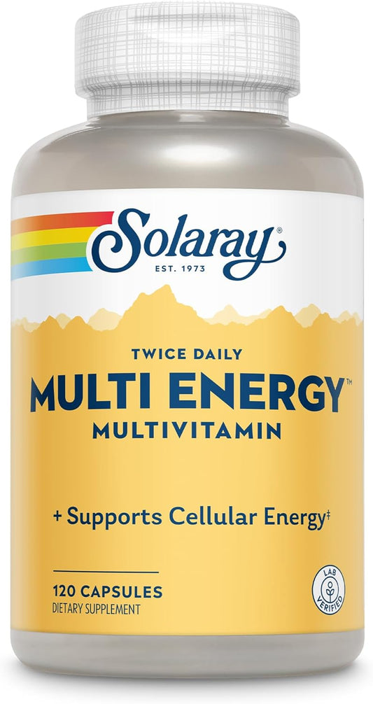 Solaray Iron-Free Energy Multivitamin | 120ct Non-GMO Immune & Energy Support Formula