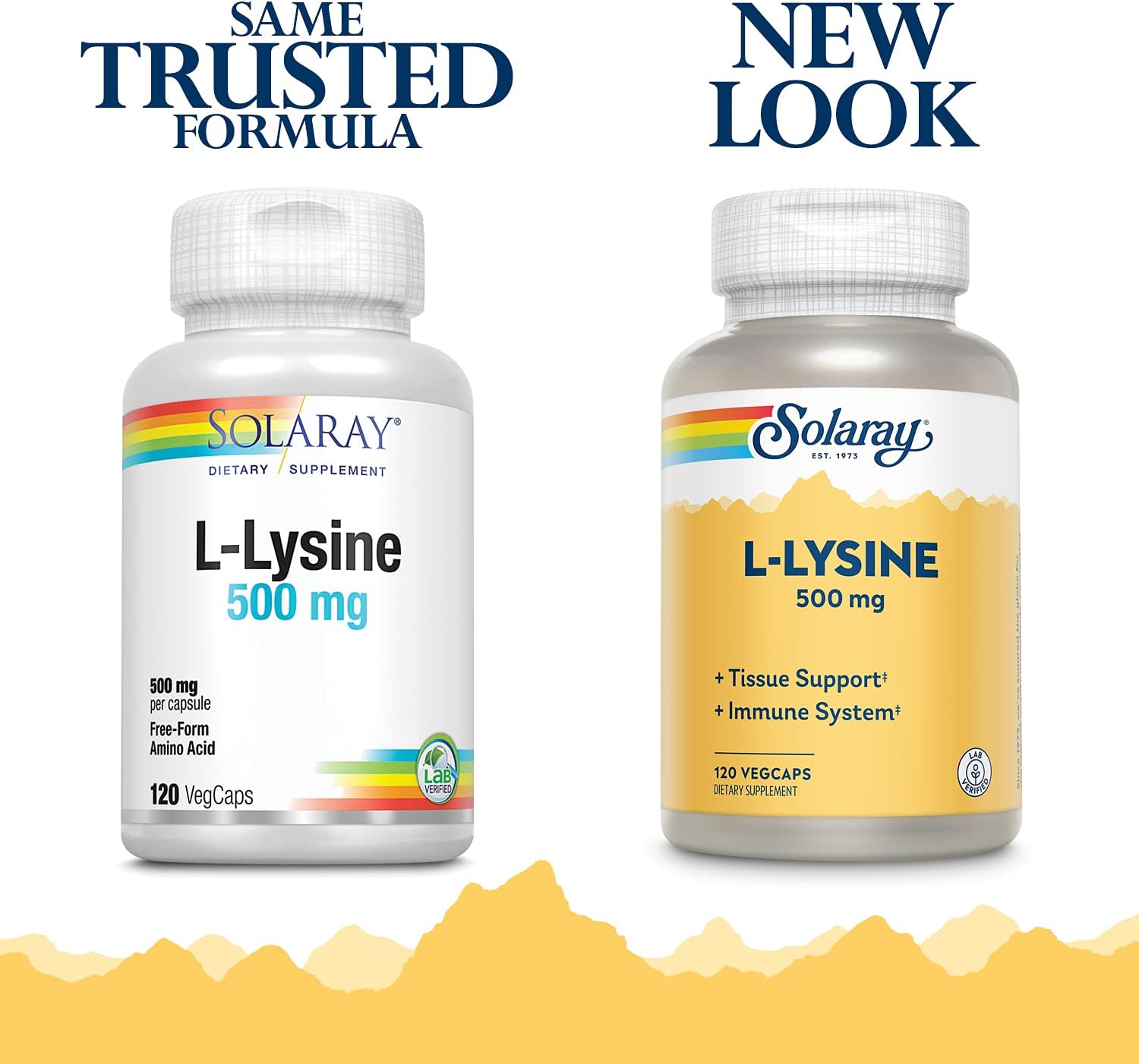 Solaray L-Lysine 500mg VegCaps - 120 Count - Free-Form Amino Acid Supplement