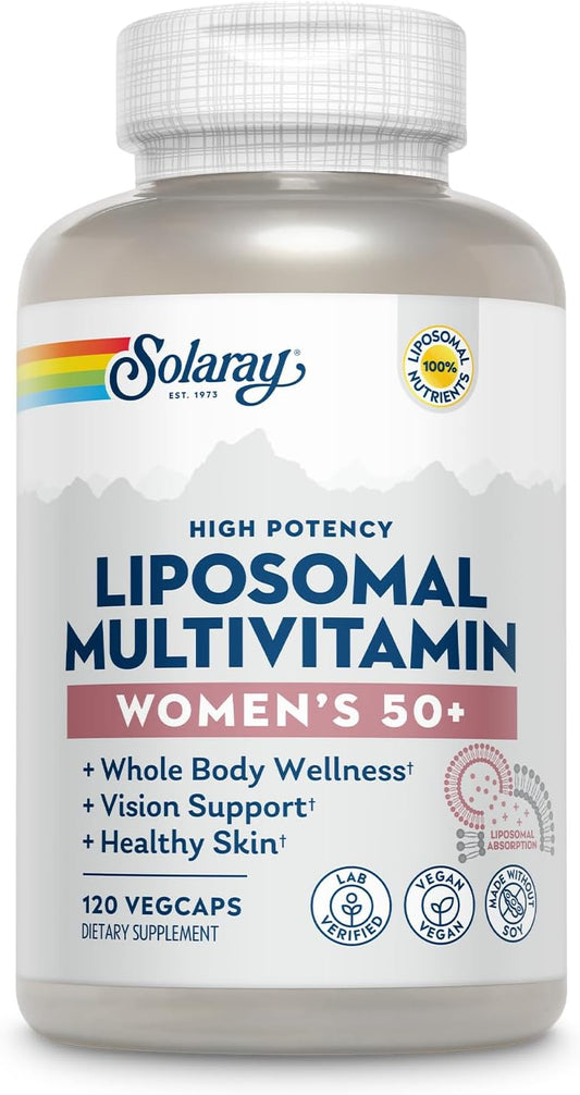 Solaray Liposomal Multivitamin for Women 50 Plus with Iron, Vitamin D, B12, Biotin & More - Immune Support & Bone Health - Vegan - 60 Servings, 120 VegCaps - Enhanced Absorption