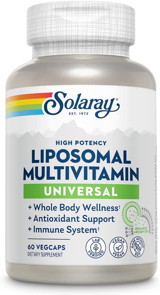 Solaray Liposomal Multivitamin with High Potency Vitamin C, D, Biotin, Methyl B-12, 30 Servings, 60 VegCaps, Men & Women Formula
