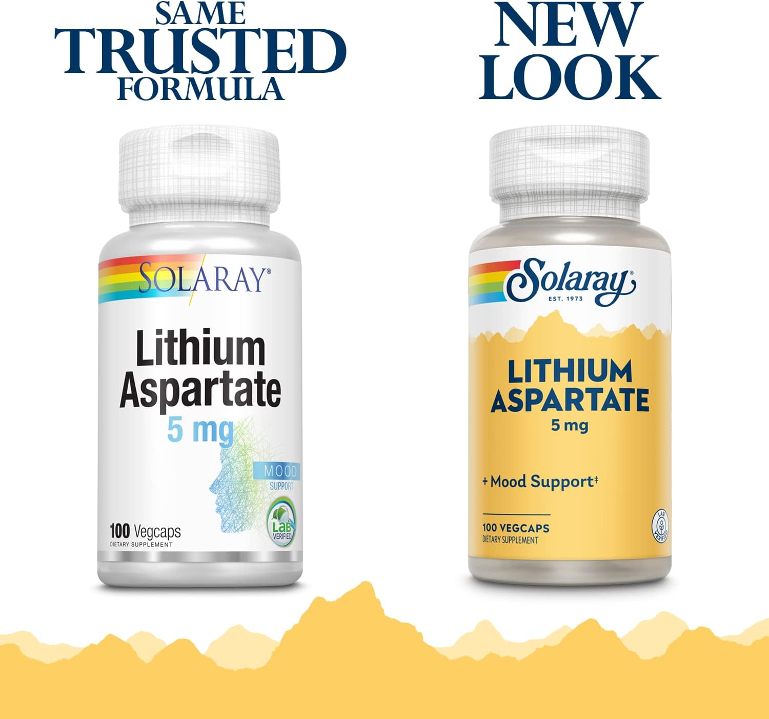 Solaray Lithium Aspartate 5 mg - 100 Capsules for Mood Support and Brain Health