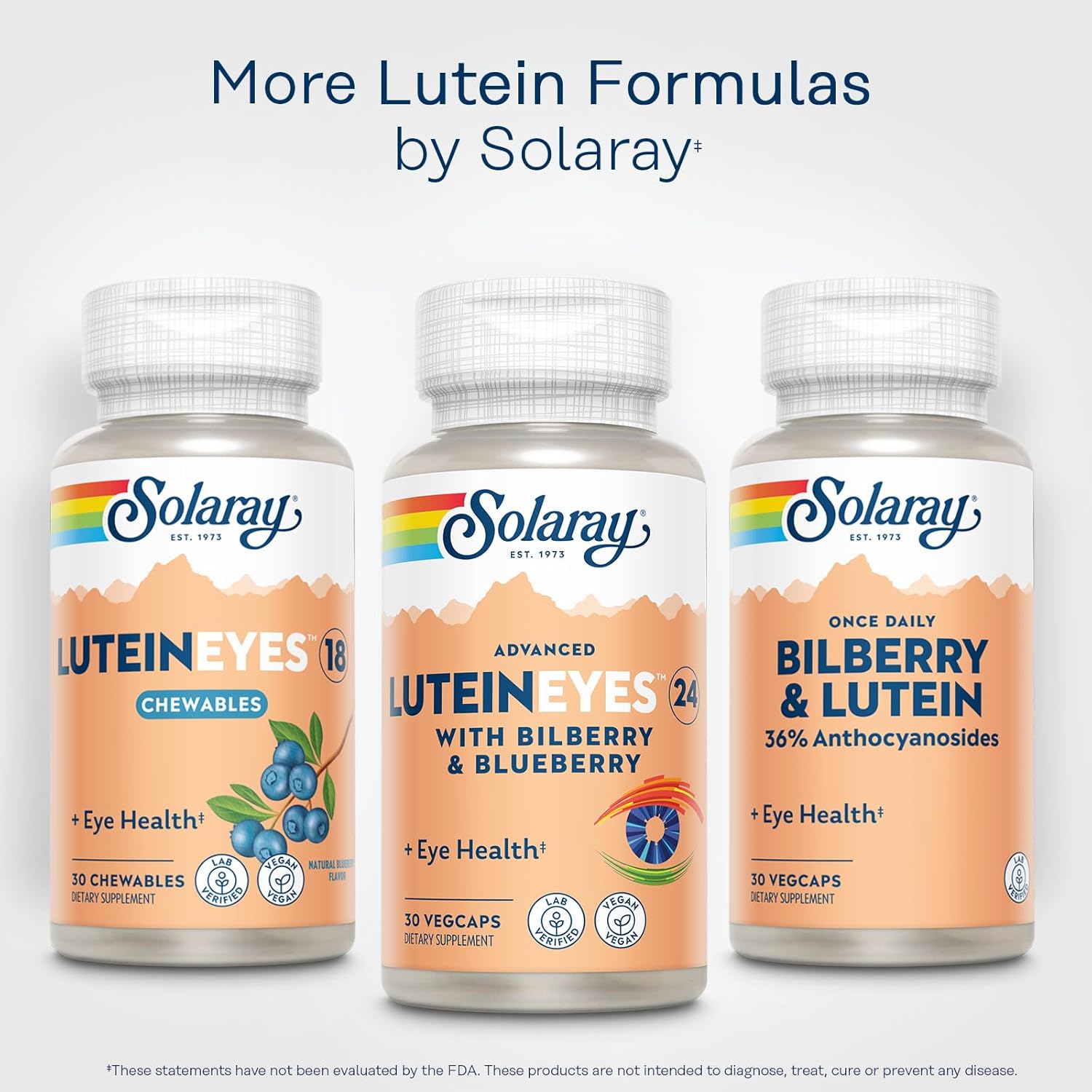 SOLARAY Lutein and Bilberry Eye Health Supplement with Zeaxanthin, Vegan, 30 VegCaps