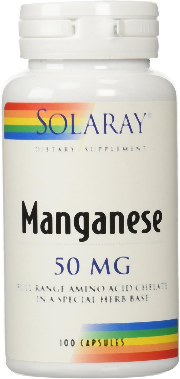 Solaray Manganese 50 mg Supplement - 100 Capsules for Daily Health Support