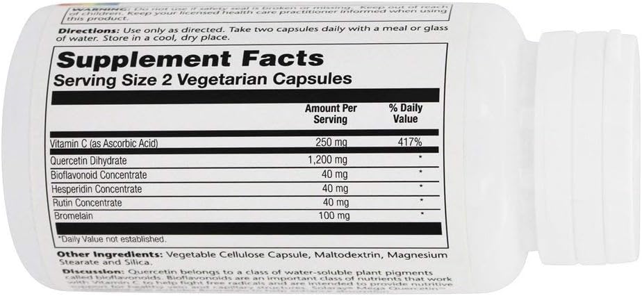 Solaray Mega Quercetin VegCaps - Sinus & Immune Support with AMPK Activator, Rutin, Hesperidin & Bromelain - 60 Count