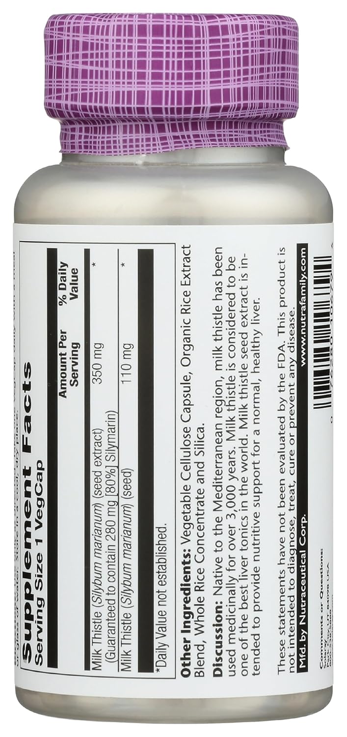SOLARAY Milk Thistle Capsules - 60 Count Bottle for Liver Health Support