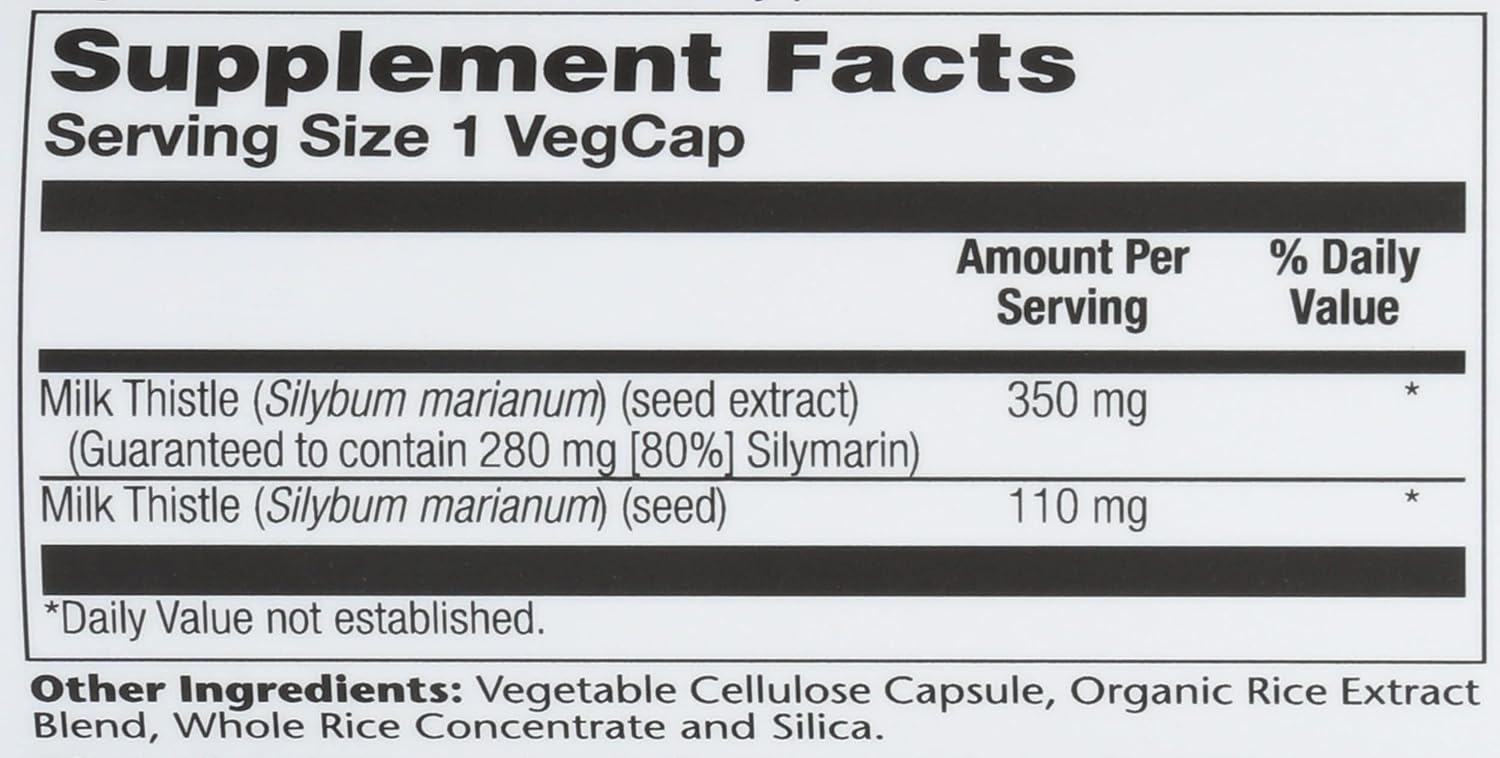 SOLARAY Milk Thistle Capsules - 60 Count Bottle for Liver Health Support
