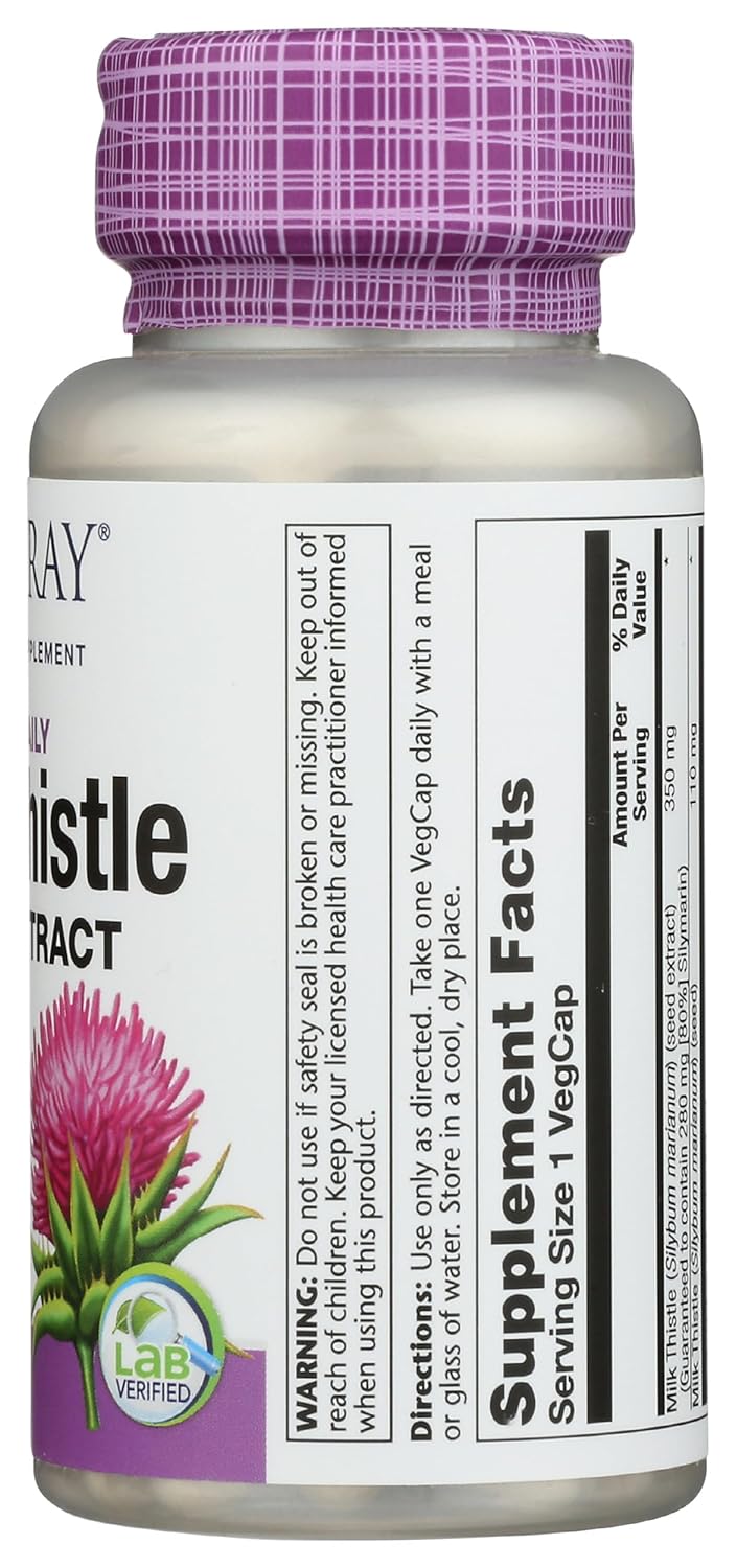 SOLARAY Milk Thistle Capsules - 60 Count Bottle for Liver Health Support