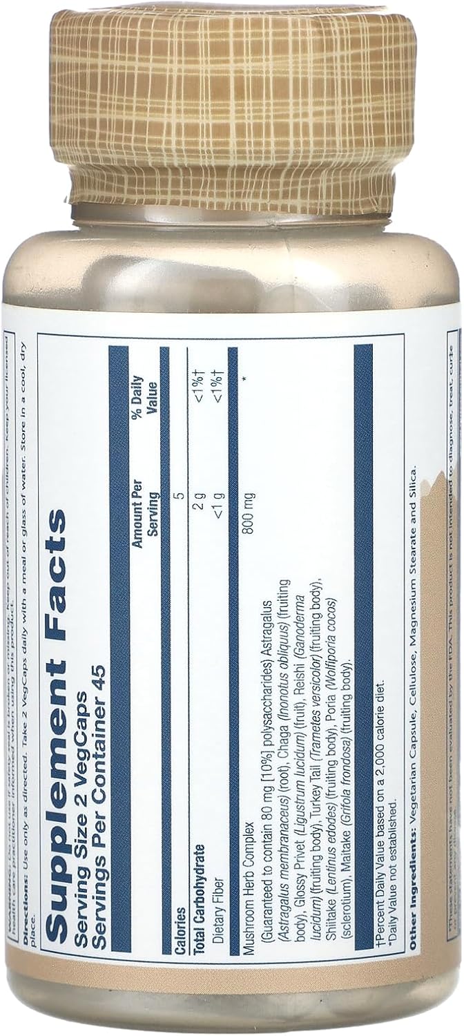 Solaray Mushroom Complete - 90 Vegetarian Capsules with 8 Varieties of Mushrooms