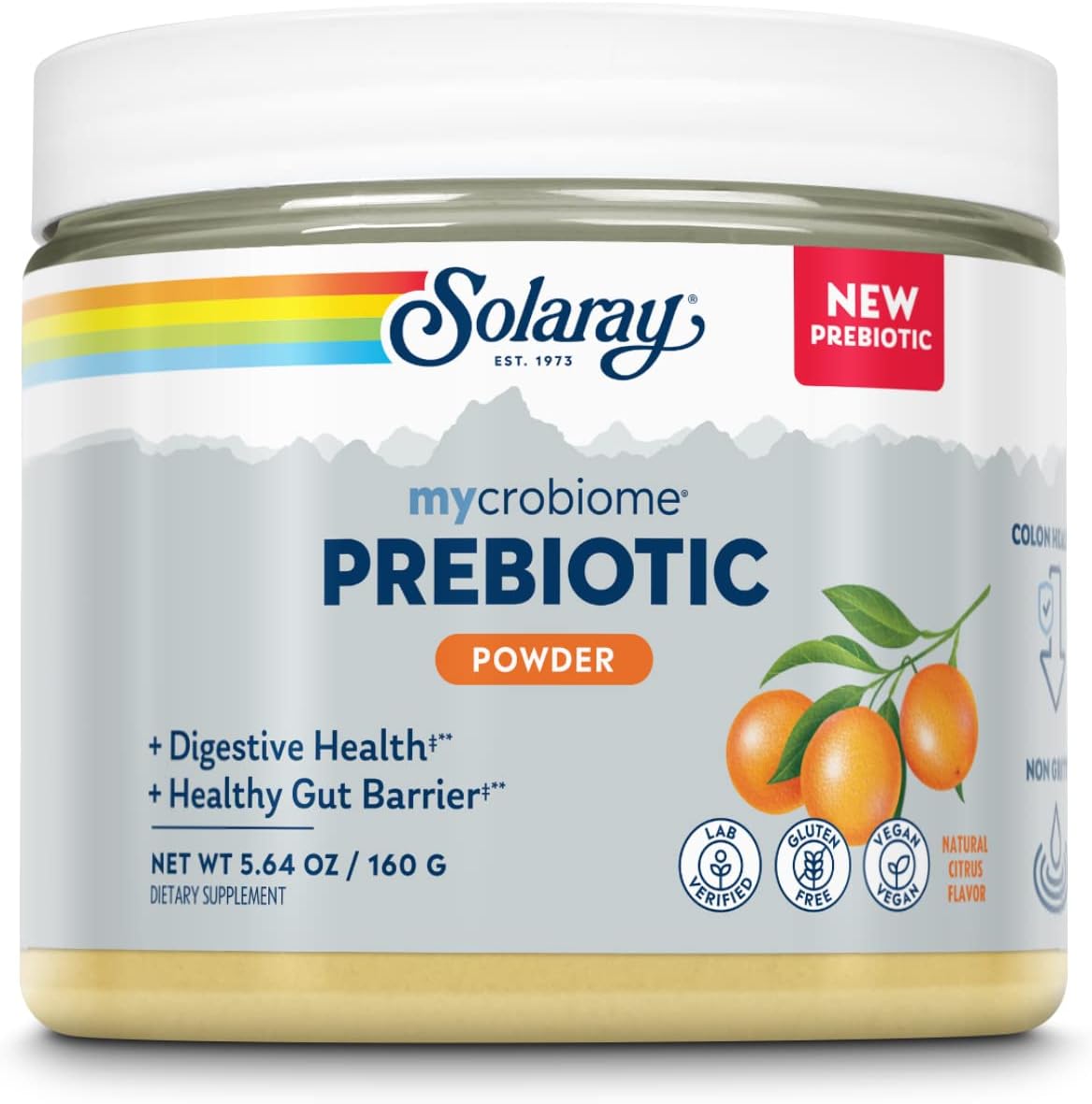 SOLARAY Mycrobiome Prebiotic Powder - Digestive Nutritional Supplement for Colon & Gut Health - Citrus Flavor - 20 Servings