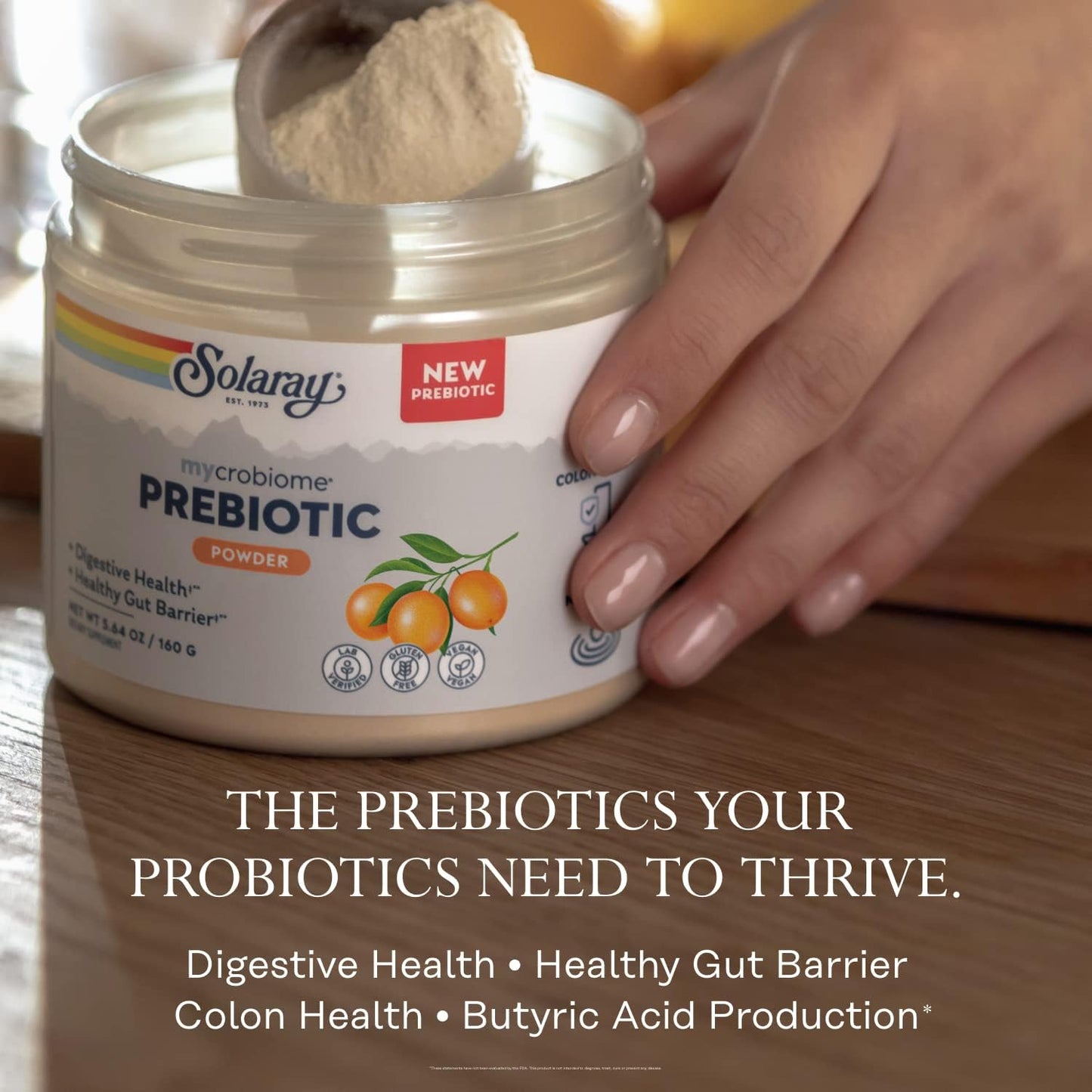 SOLARAY Mycrobiome Prebiotic Powder - Digestive Nutritional Supplement for Colon & Gut Health - Citrus Flavor - 20 Servings