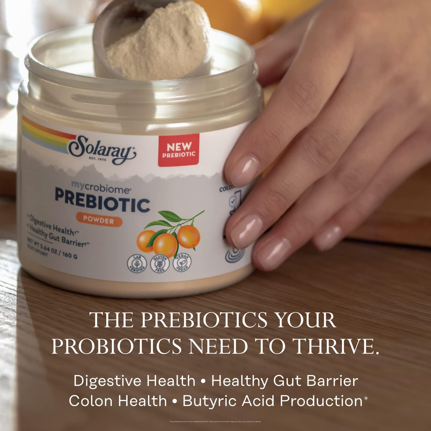 SOLARAY Mycrobiome Prebiotic Powder - Digestive Nutritional Supplement for Colon & Gut Health - Citrus Flavor - 20 Servings