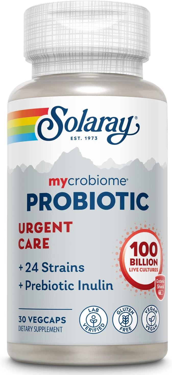 Solaray Mycrobiome Probiotic Urgent Care | Supports Digestion, Immune Function | 100 Billion CFU | 30 VegCaps