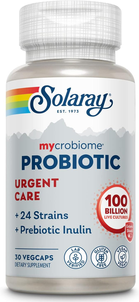 Solaray Mycrobiome Probiotic Urgent Care | Supports Digestion, Immune Function | 100 Billion CFU | 30 VegCaps