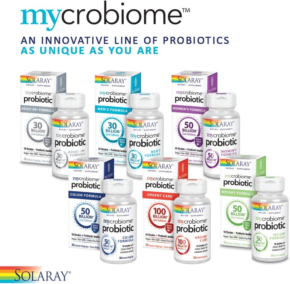 Solaray Mycrobiome Probiotic Urgent Care | Supports Digestion, Immune Function | 100 Billion CFU | 30 VegCaps