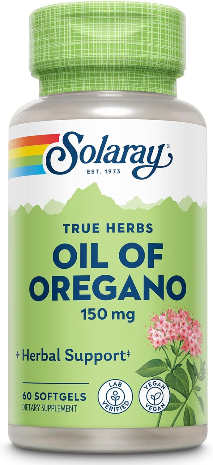 Solaray Oil of Oregano Softgels 150 mg - Vegan Oregano Oil Supplement with Extra Virgin Olive Oil - Supports Wellness & Digestion - 60 Softgels, 60 Servings - 60-Day Guarantee