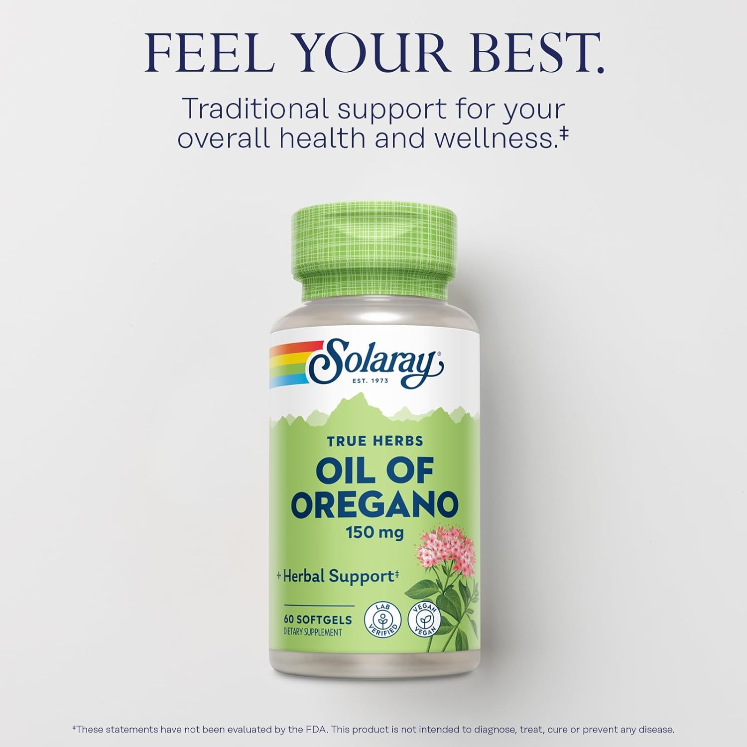 Solaray Oil of Oregano Softgels 150 mg - Vegan Oregano Oil Supplement with Extra Virgin Olive Oil - Supports Wellness & Digestion - 60 Softgels, 60 Servings - 60-Day Guarantee