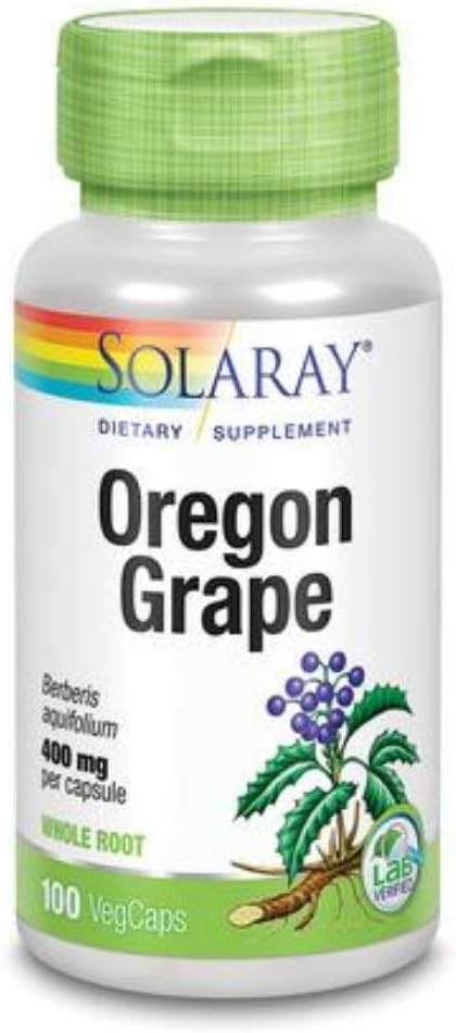 Solaray Oregon Grape Root Capsules - Natural 400mg Herbal Supplement - 100 Capsules