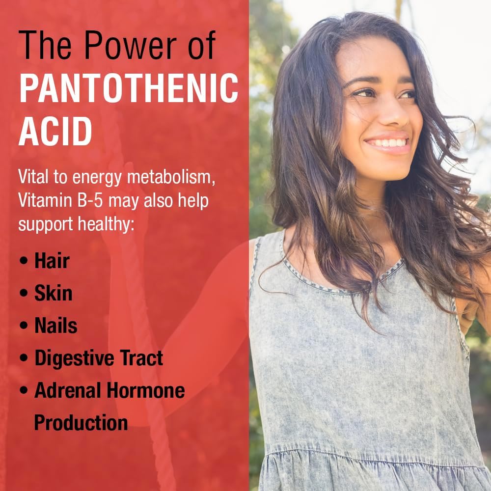 Solaray Pantothenic Acid 250mg Capsules for Energy Metabolism, Hair, Skin, Nails & Digestive Support - 100CT