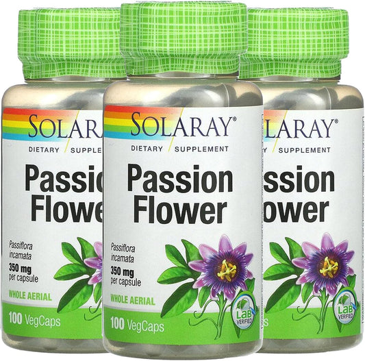 Solaray Passion Flower 350mg 100 VegCaps - Pack of 3
