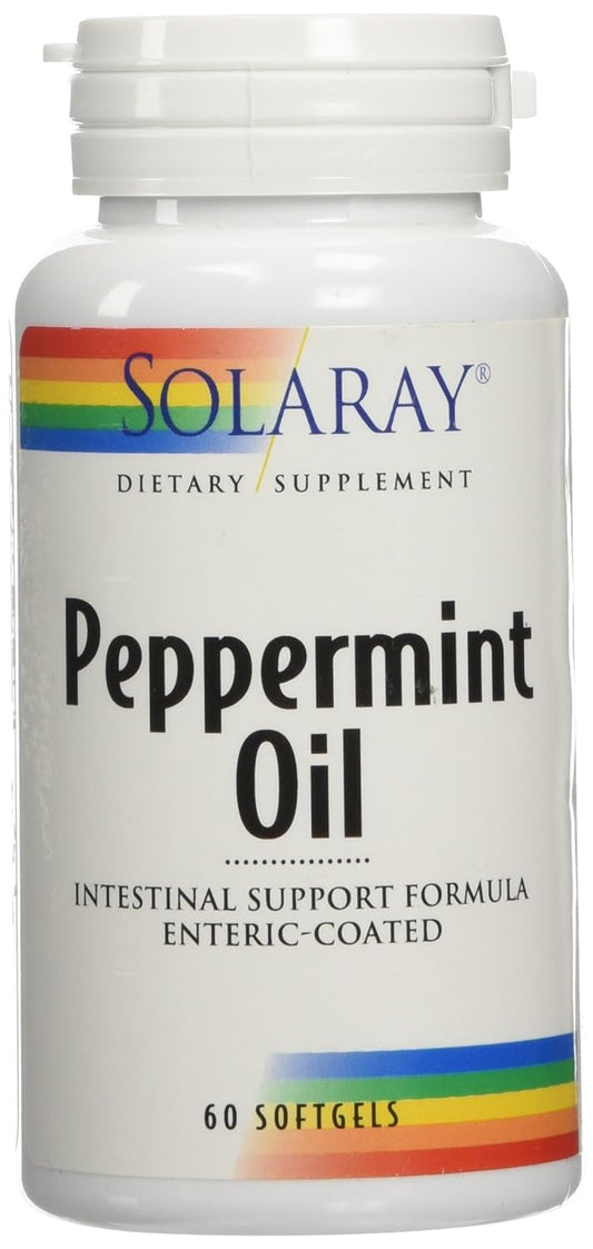 Solaray Peppermint Oil Softgels - 60 Capsules for Digestive Health and Fresh Breath