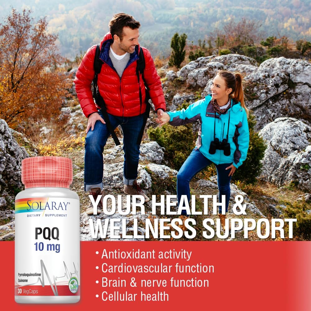 Solaray PQQ 10mg Supplement for Cellular, Heart & Cognitive Support - 30 VegCaps